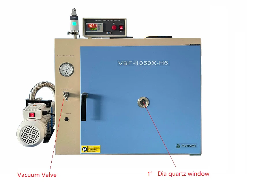 Vacuum Box Furnace (10x8x5", 6L, 1050°C Max, 10-4 torr ) w/ Temp Controller - VBF-1050X-H6 - Image 3