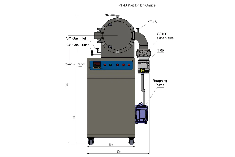 1400°C Cold Wall High Vacuum Chamber Furnace (Ø100×120 mm) -  HVF-1400X-CW - Image 8