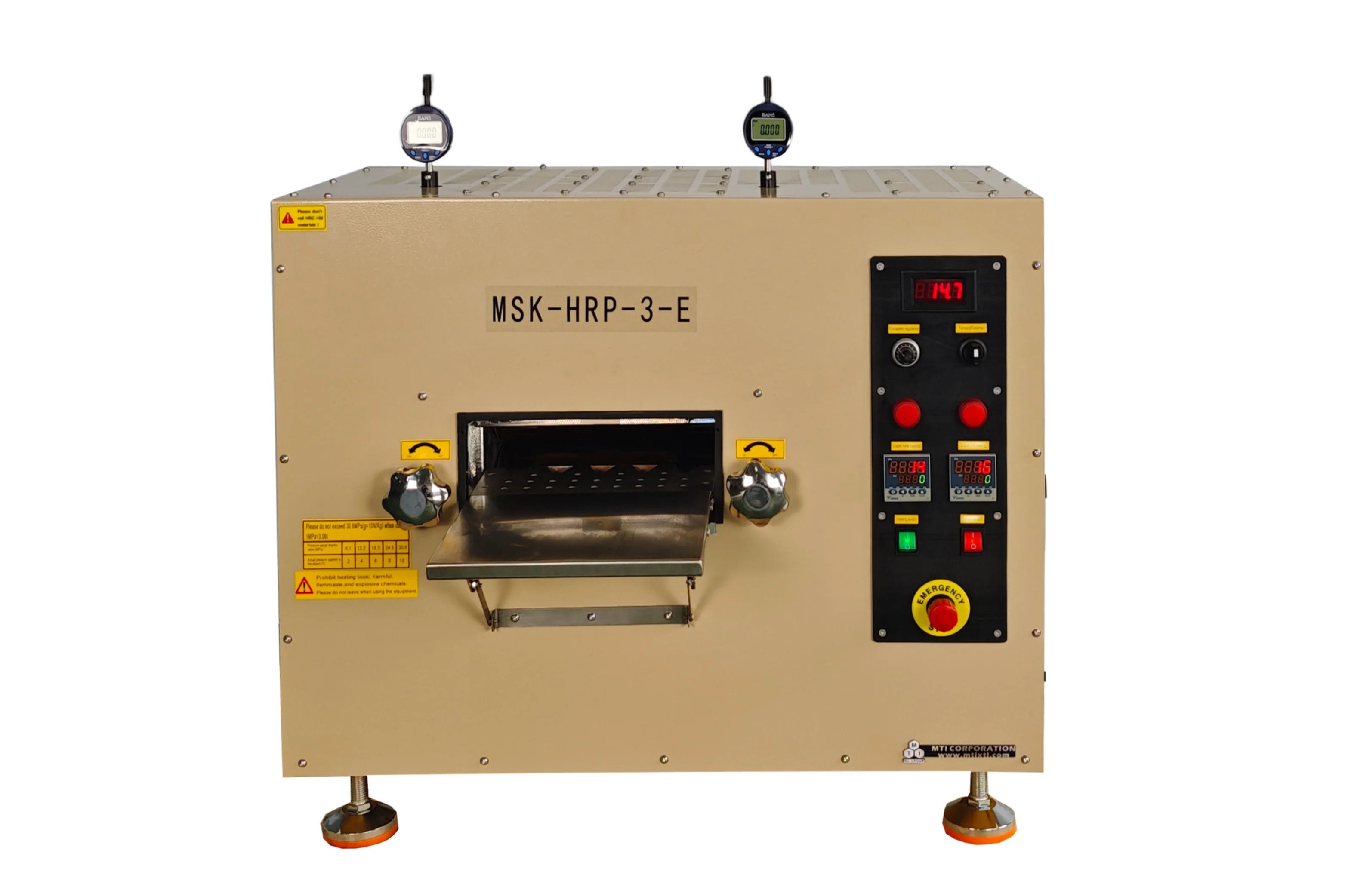 Hot Rolling Press (8"D x10"W, 230 °C Max) w/ Adjustable Pressure up to 10 T - MSK-HRP-3-E - Image 4