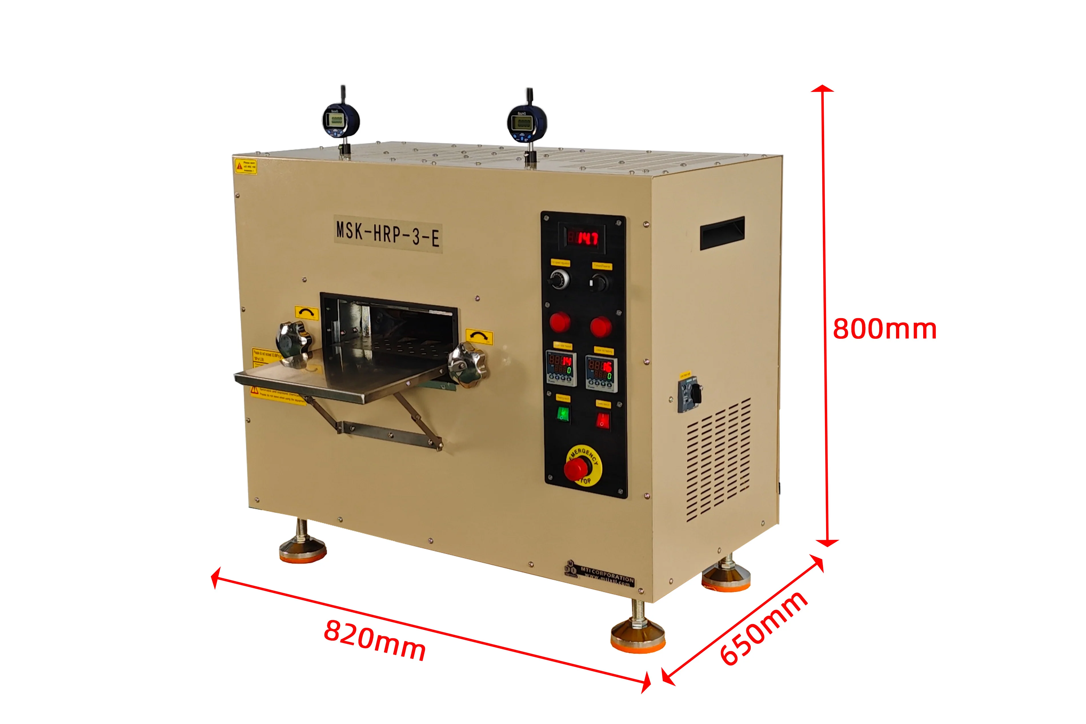Hot Rolling Press (8"D x10"W, 230 °C Max) w/ Adjustable Pressure up to 10 T - MSK-HRP-3-E - Image 5