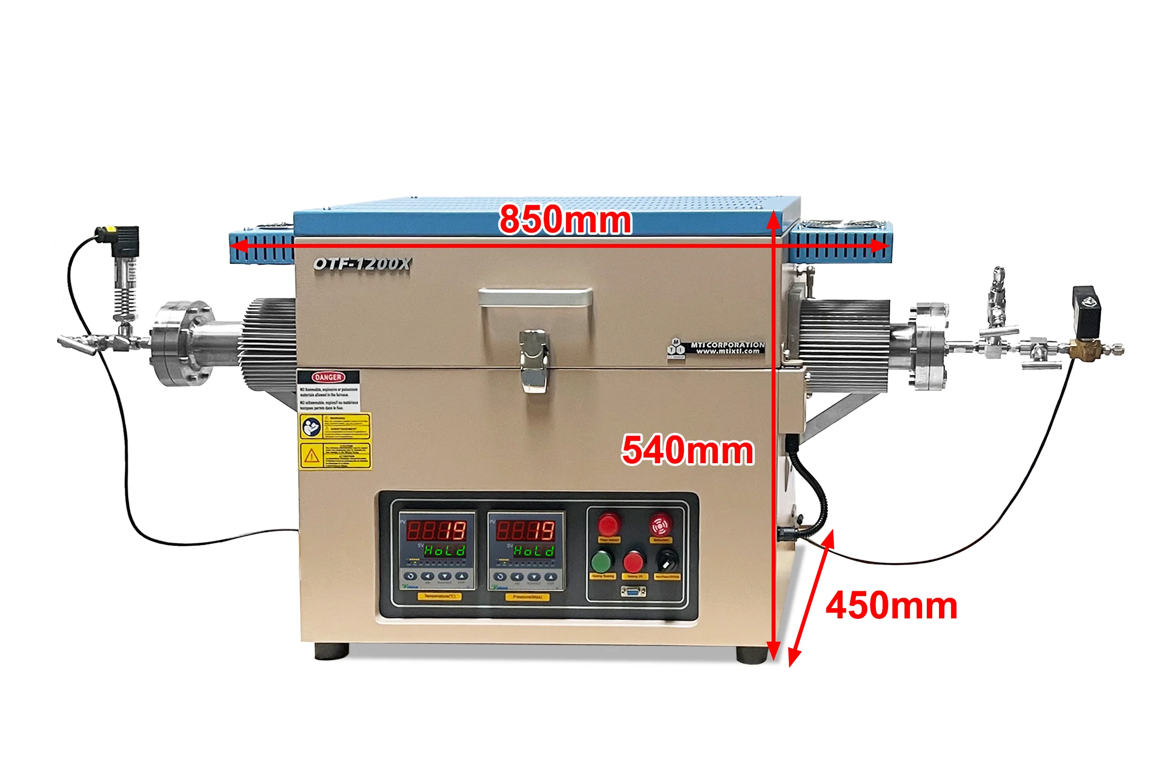 High Pressure Tube Furnace with 60 or 80 mm Alloy Tube (900C or 1100C max Heat Temp.) - OTF-1200X-HPV - Image 3