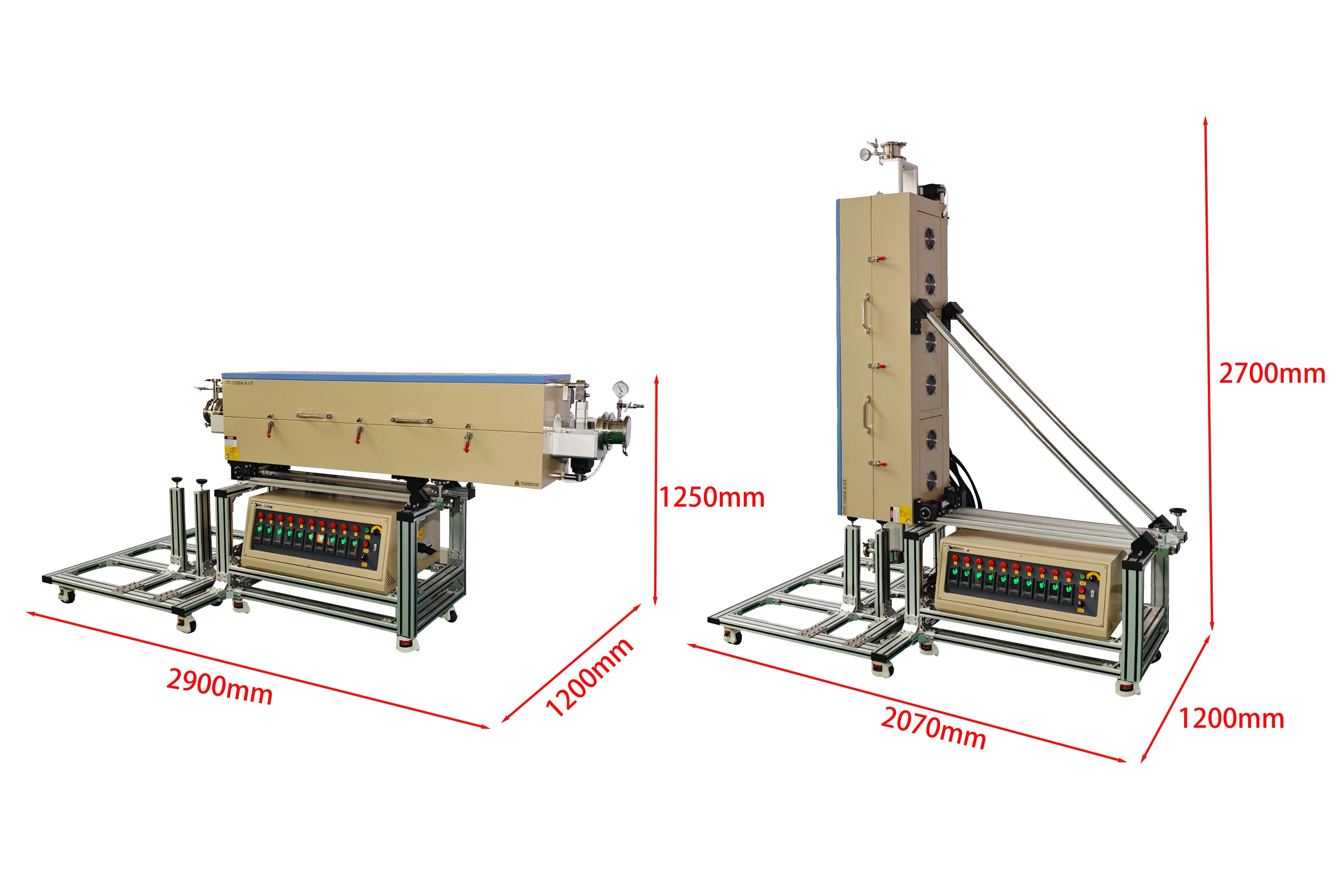 1200°C, 10-zone Ø25-100 mm Tube Furnace w/ Horizontal & Vertical Positions - OTF-1200X-X-VT - Image 8