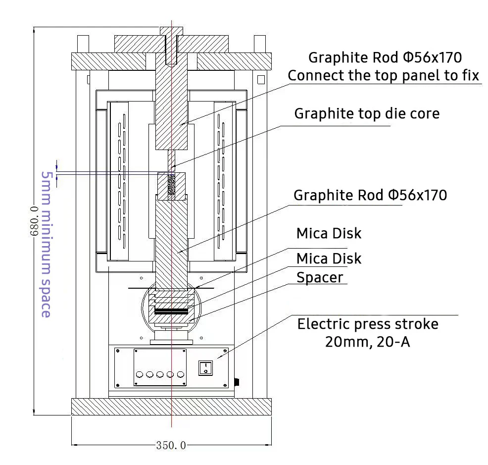 5T Electric Hot Pellet Press up to 1000 ºC Using Inside Glovebox- YLJHP7 - Image 7
